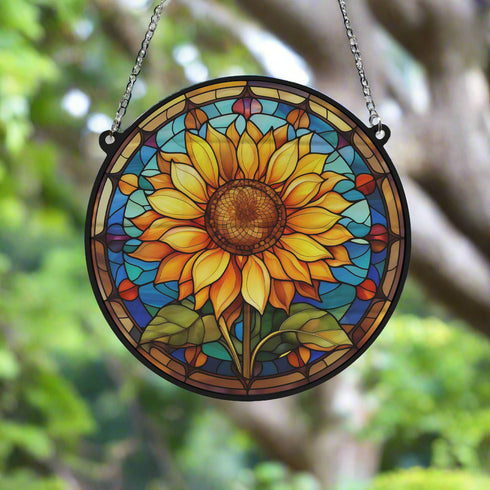 Sunflower Stained Glass Effect Suncatcher